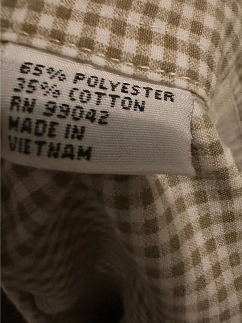 Vintage Coffee Embroidered Gingham Button Up Shirt Café Aesthetic Brown Beige Si - Picture 4 of 5